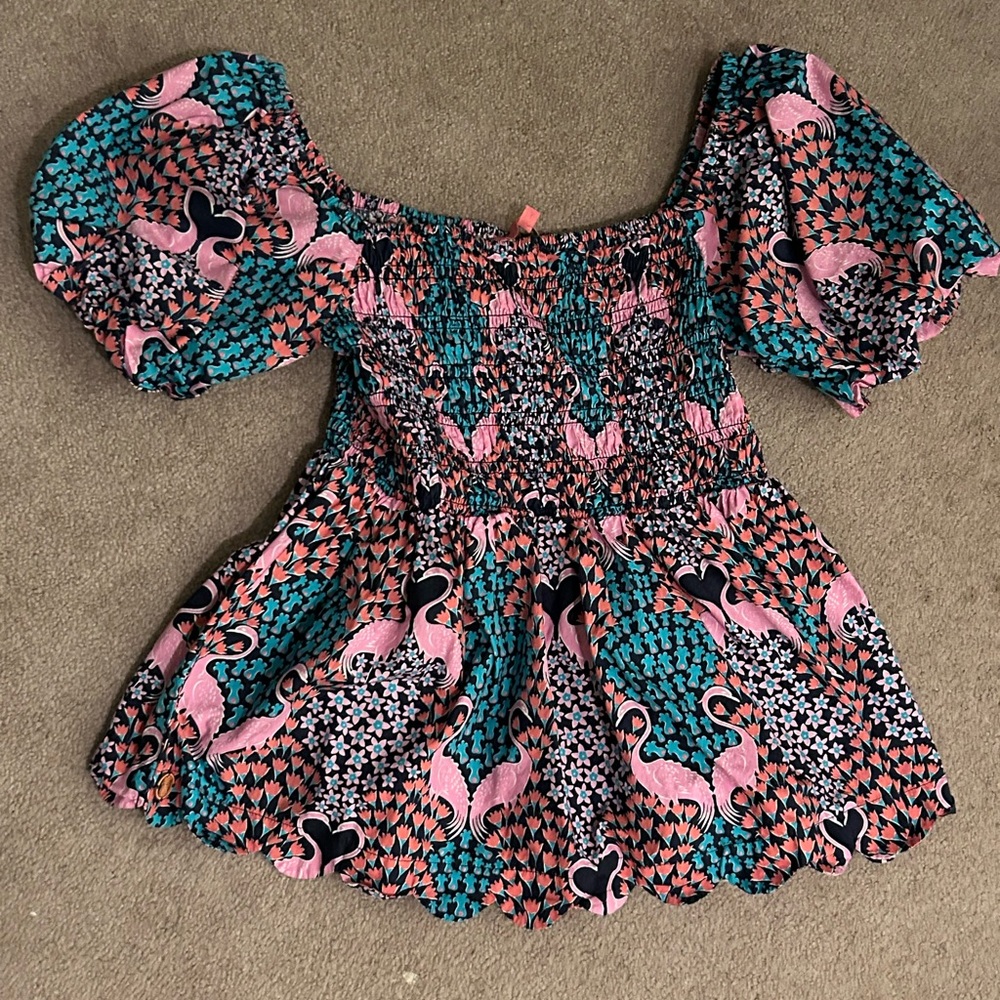 Simply Southern Patterned Puff Sleeve Top - Size Medium